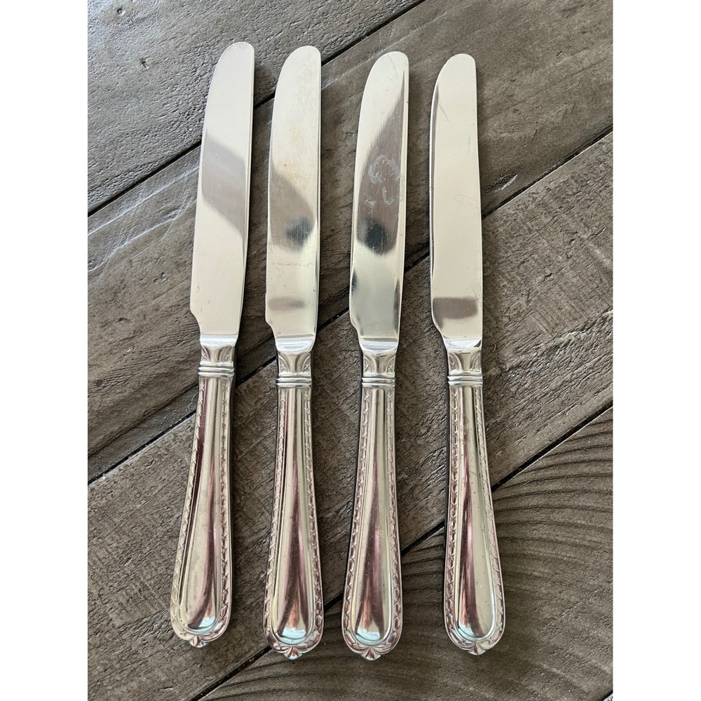 Hampton Silversmiths Stainless Steel Dinner Knives Bead Pattern Set of 4 Silver